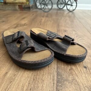 Naot Sandals Womens 41 / 10 NEW Mikaela Buckle Strap Slip On Slide Brown Leather